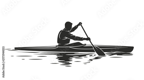 Silhouette of a Man Kayaking