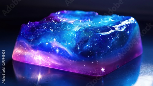 Glowing iridescent gemstone