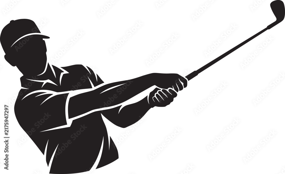 Naklejka premium Man with Sword Vector Silhouette Warrior Character Illustration for Sport, Golf, Fishing, Baseball, Military and Action Themes