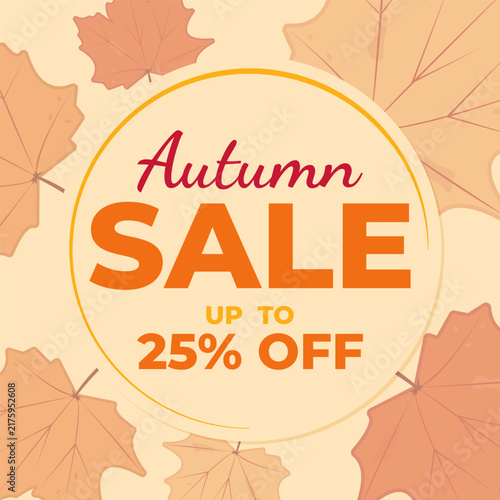  Fall sale banner. Promotion. Seasonal sale. Vector illustration. Fall sale flat lay. 