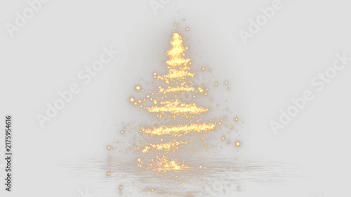 Golden Sparkle Christmas Tree with Luminous Light Particles