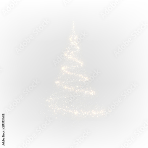 Elegant Christmas Tree Formed by Golden Glitter and Light