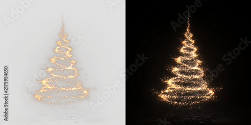 Luxury Golden Christmas Tree with Sparkling Particle Effect