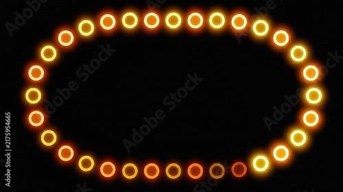 Glowing Oval Marquee Light Bulbs Frame Border Video Effect
