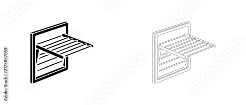 Wall mounted drying rack vector icon filled and outline, folding clothes dryer rack and laundry drying symbol.