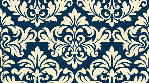 Ornate Royal Victorian Background with Golden Floral Vector Decorative Pattern Design