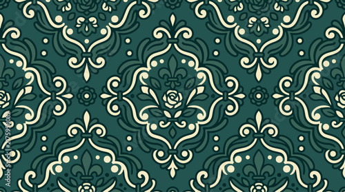 Premium Victorian Floral Pattern Vector for Classic Interior Wallpaper and Fabrics