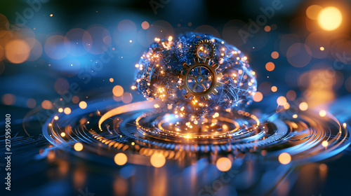 Obraz na płótnie Conceptual visualization of artificial intelligence powered large language model optimization maximizing intelligence and performance on a bright background large language model