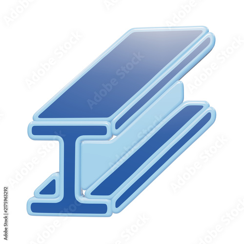 Canvastavla A 3D icon of a blue metal i-beam structural rendered with a smooth glossy finish