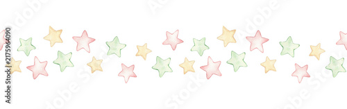 Cuadro en lienzo Watercolor seamless border with multicolored stars