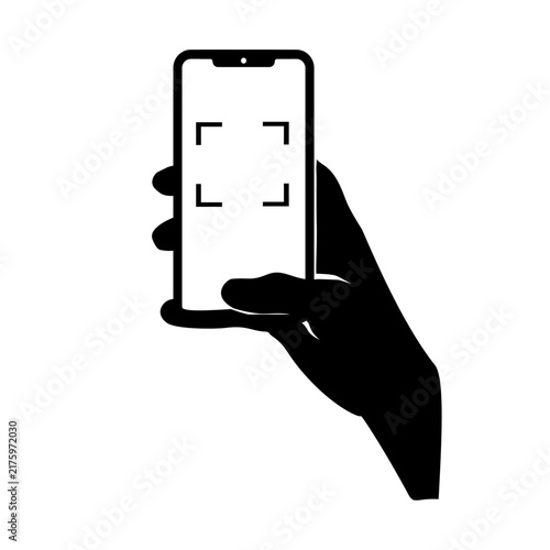 Smartphone scanning QR code for digital link and mobile payment