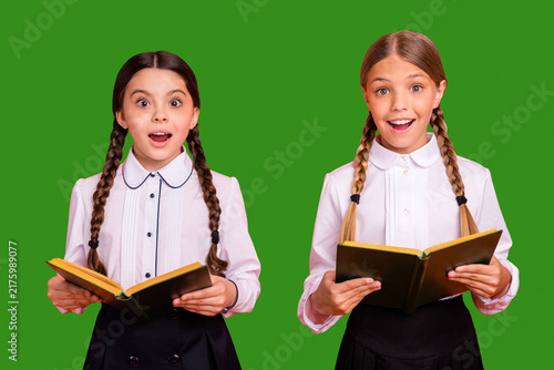 Canvastavla Portrait of two person nice attractive winsome lovely charming cute cheerful che
