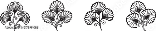 Elegant black and white stylized botanical foliage elements a beautiful set for sophisticated graphic design projects