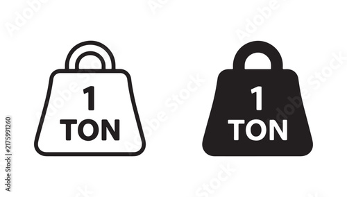 Bild auf Leinwand Black 1 ton weight icon set in outline and glyph style