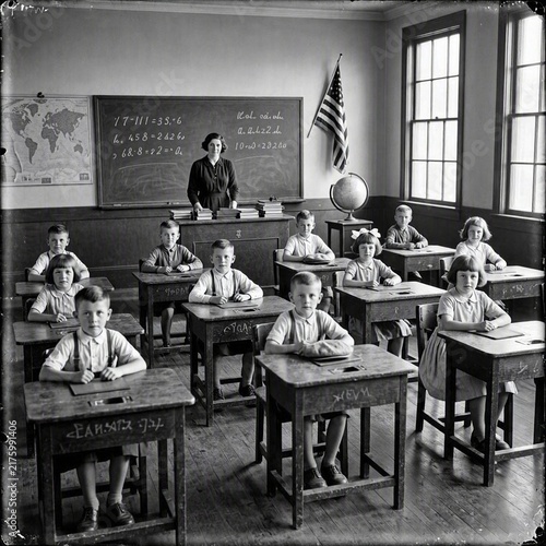 1930s classroom in black and white AI generated