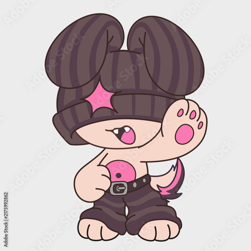 Cute cartoon animal in a hat. Funny character. Cartoon character design.