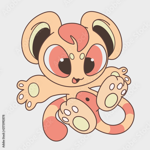 Cute cartoon big-eyed animal. Funny character. Cartoon character design.