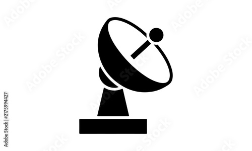 Bild auf Leinwand Minimalist black satellite dish icon for global communication and technology con