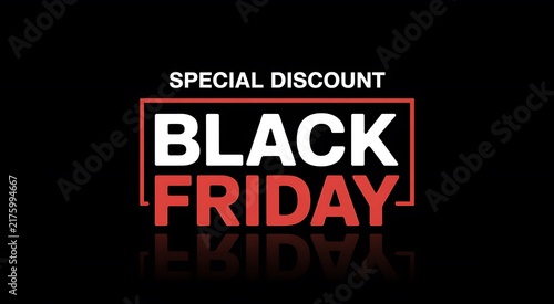 Black friday special discount promotional graphic with bold typography and a red neon glowing frame on black