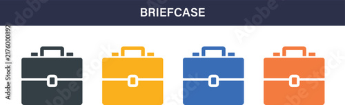 Briefcase Solid Icon Set. Business, work, office, employment, career, management, professional, corporate and workplace vector icons.