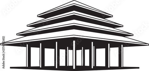 Pagoda silhouette vector illustration isolated on white background