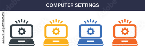 Computer Settings Solid Icon Set. Technology, system, software, configuration, hardware, maintenance, security, control, tools and digital management vector icons.