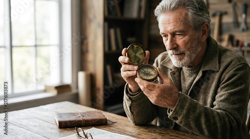 man with compass