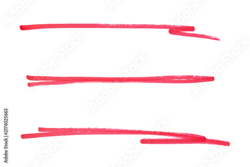 Set of red hand drawn marker pen stroke line transparent background design element doodle scribble underline