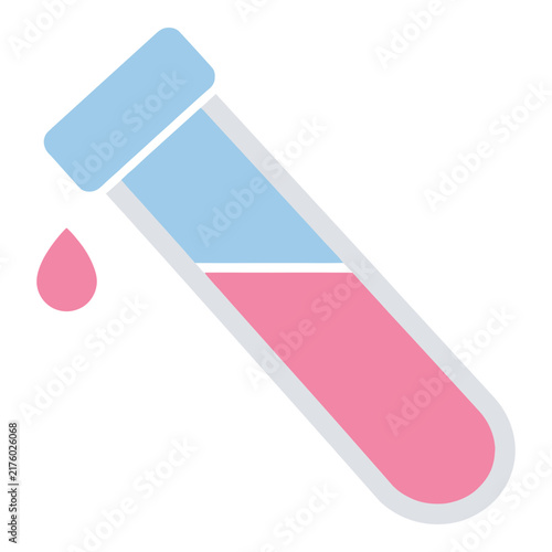 Принти на полотні Test tube with pink liquid and drop