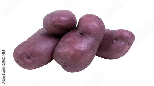Bild auf Leinwand Pile of deep purple potatoes raw and unpeeled, isolated on transparent backgroun