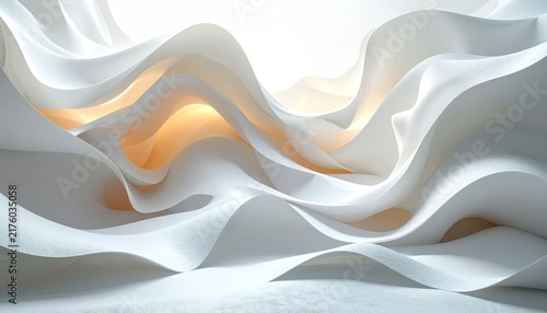 Minimal white paper wave abstract background.