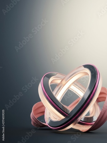 Abstract spatial background with intertwined pink beige ribbons for awareness