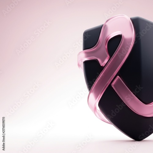 Pink ribbon on a heart symbol for breast cancer awareness and support campaigns