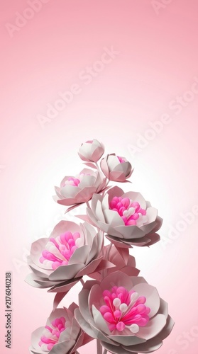 Pink blossom flowers on soft pink gradient background for health awareness