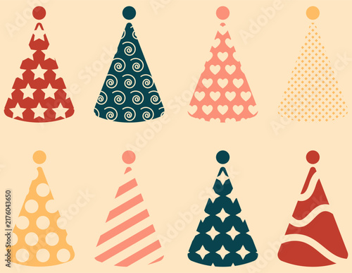 party hats geometric boho vector elements set