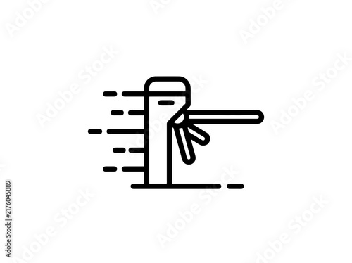 Turnstile icon with motion lines representing speed and access control while blocking entry