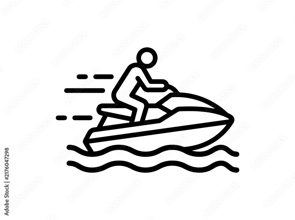 Obraz premium Person riding a jet ski on water while moving fast with motion lines and waves