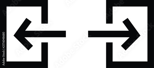 Minimalist enter and exit arrows pointing inside and outside frames