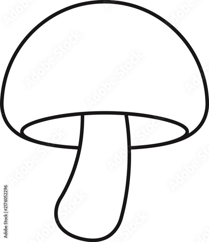 Simple line drawing of a single mushroom isolated on white