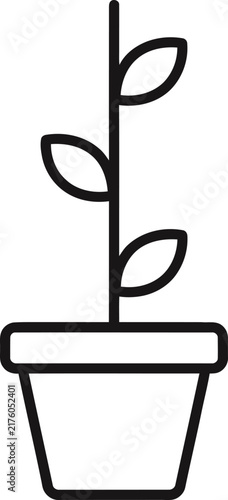 Simple line art illustration of a potted plant