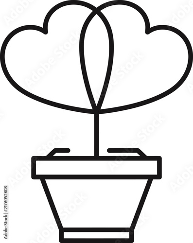 Love grows in a pot heart shaped plant illustration