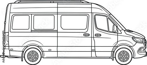 vector illustration of a white van