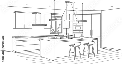 interior of a kitchen with furniture