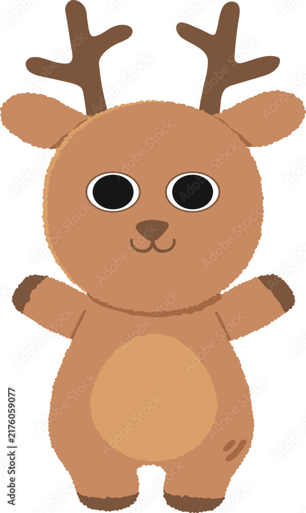 Fototapeta premium Cute Little Christmas Reindeer features a small cheerful reindeer with gentle antlers, a friendly expression, and a charming festive appearance 