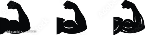 Fotografie Muscular arm set, collection and group of strong biceps fitness bodybuilding str