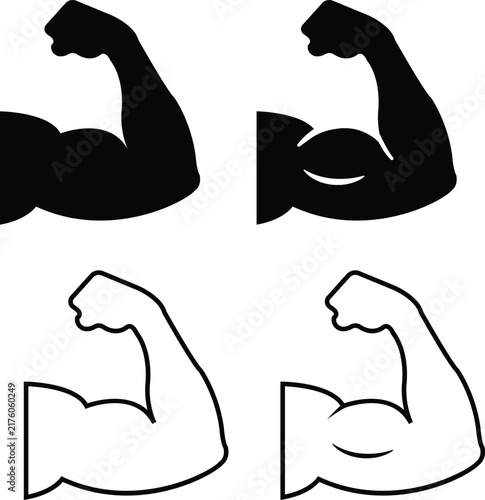 Bild auf Leinwand Muscular arm set, collection and group of strong biceps fitness bodybuilding str