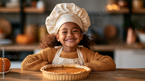 little girl with pumpkin pie