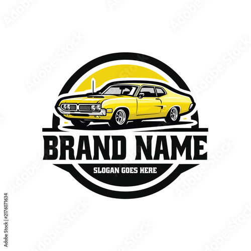 Automotive restomod brand logo vector isolated. Best for automotive and custom muscle car garage related industry