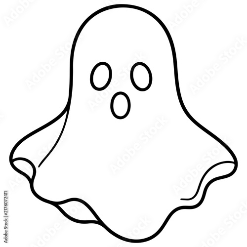 Cute Spooky Ghost Cartoon Isolated on White