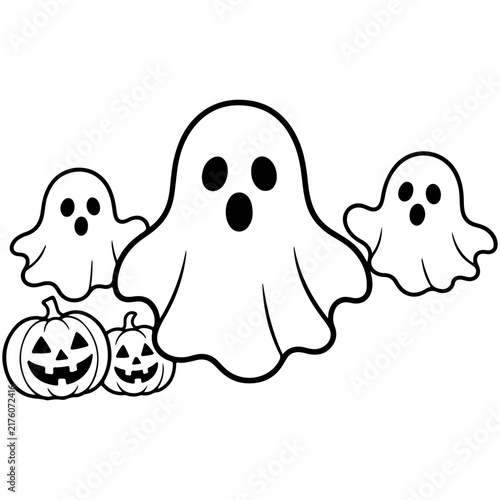 Halloween Ghost Wearing Black Top Hat Vector